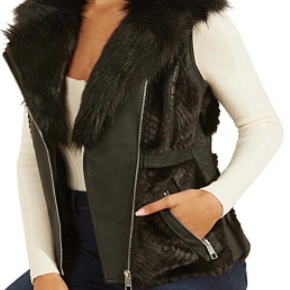 Guess Black Faux Fur Vest - Picture 2 of 2